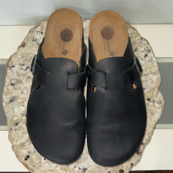BIO GREEN Black Genuine Leather Buckle Strap Slip On Mens Clogs Size 42 - Picture 13 of 13